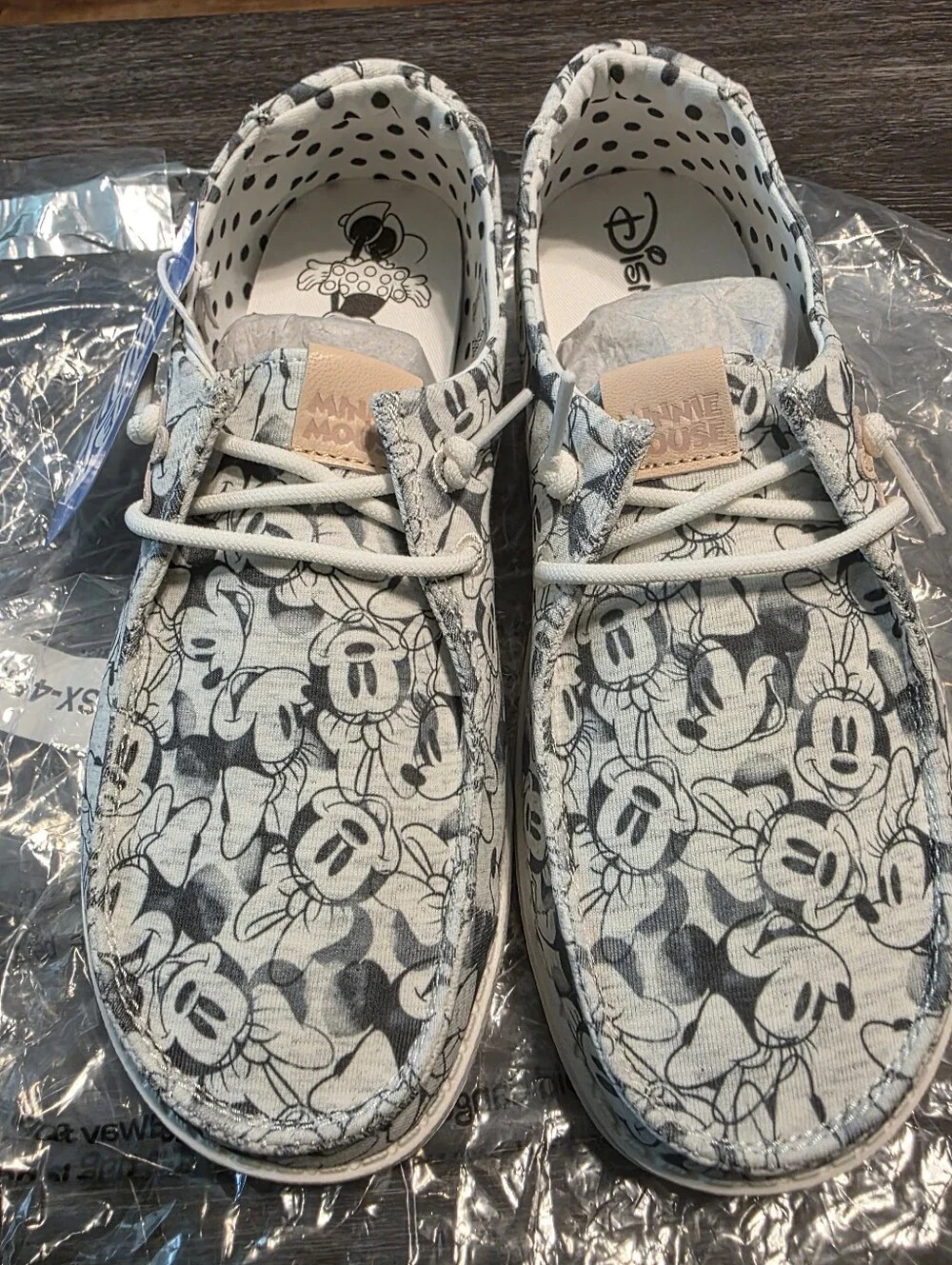 Hey Dude Kids Gray and Cream Mickey Mouse Canvas Slip-Ons